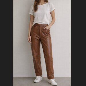 Women's Brown Authentic Leather Pants